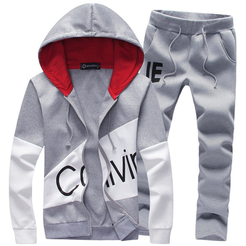 Image of Tracksuit Men Set Letter Sportswear Sweatsuit Male Sweat Track Suit Jacket Hoodie with Pants Mens Sporting Suits 5XL Large Size