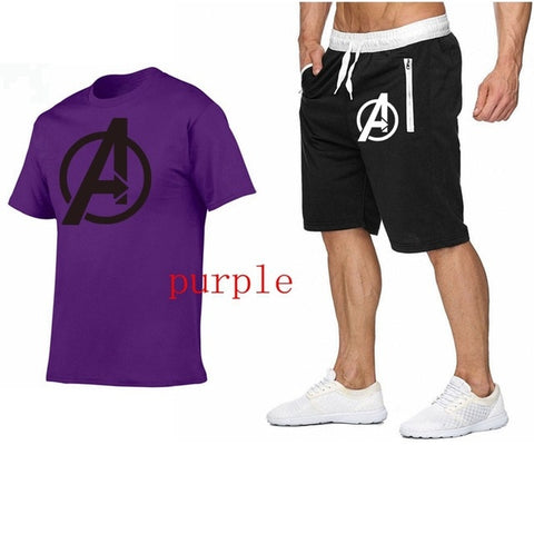 Image of 2019 Summer Hot Sale Men's Sets T Shirts+shorts Two Pieces Sets Casual Tracksuit new Male Casual Tshirt Fitness trousers men Set