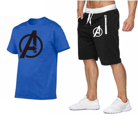 Image of 2019 Summer Hot Sale Men's Sets T Shirts+shorts Two Pieces Sets Casual Tracksuit new Male Casual Tshirt Fitness trousers men Set