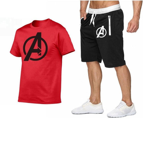 Image of 2019 Summer Hot Sale Men's Sets T Shirts+shorts Two Pieces Sets Casual Tracksuit new Male Casual Tshirt Fitness trousers men Set