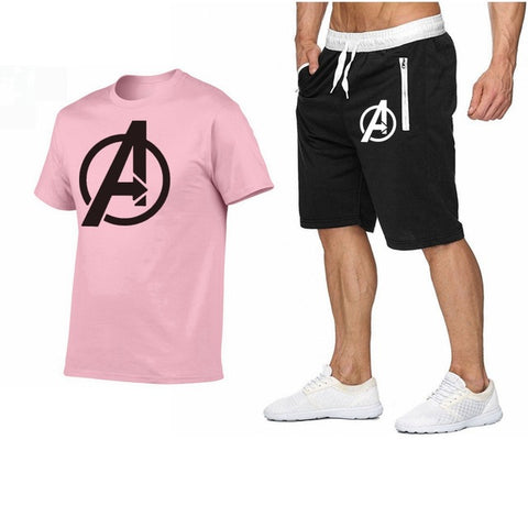 Image of 2019 Summer Hot Sale Men's Sets T Shirts+shorts Two Pieces Sets Casual Tracksuit new Male Casual Tshirt Fitness trousers men Set
