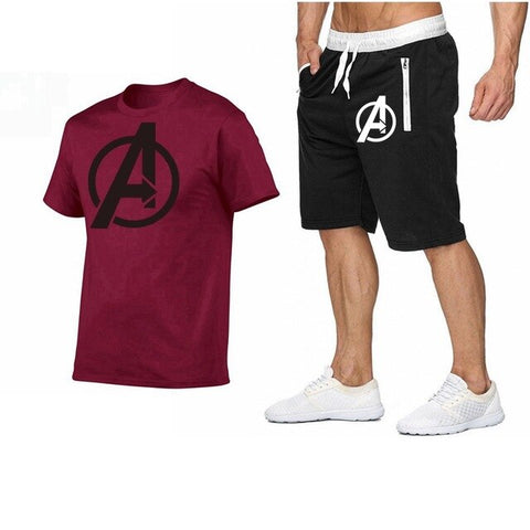 Image of 2019 Summer Hot Sale Men's Sets T Shirts+shorts Two Pieces Sets Casual Tracksuit new Male Casual Tshirt Fitness trousers men Set
