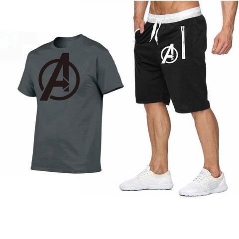 Image of 2019 Summer Hot Sale Men's Sets T Shirts+shorts Two Pieces Sets Casual Tracksuit new Male Casual Tshirt Fitness trousers men Set