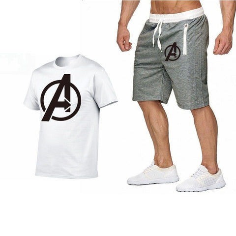 Image of 2019 Summer Hot Sale Men's Sets T Shirts+shorts Two Pieces Sets Casual Tracksuit new Male Casual Tshirt Fitness trousers men Set
