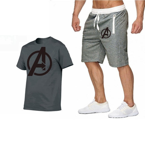 Image of 2019 Summer Hot Sale Men's Sets T Shirts+shorts Two Pieces Sets Casual Tracksuit new Male Casual Tshirt Fitness trousers men Set