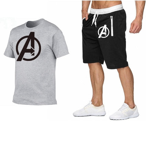 Image of 2019 Summer Hot Sale Men's Sets T Shirts+shorts Two Pieces Sets Casual Tracksuit new Male Casual Tshirt Fitness trousers men Set
