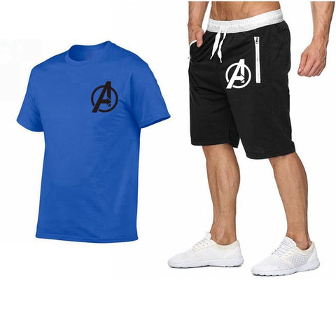 Image of 2019 Summer Hot Sale Men's Sets T Shirts+shorts Two Pieces Sets Casual Tracksuit new Male Casual Tshirt Fitness trousers men Set