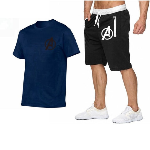 Image of 2019 Summer Hot Sale Men's Sets T Shirts+shorts Two Pieces Sets Casual Tracksuit new Male Casual Tshirt Fitness trousers men Set
