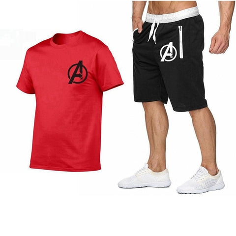 Image of 2019 Summer Hot Sale Men's Sets T Shirts+shorts Two Pieces Sets Casual Tracksuit new Male Casual Tshirt Fitness trousers men Set