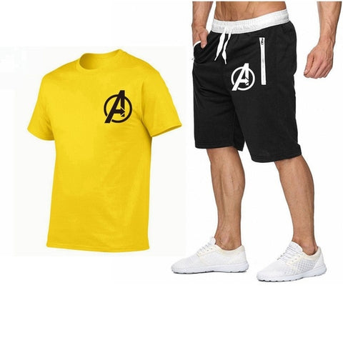 Image of 2019 Summer Hot Sale Men's Sets T Shirts+shorts Two Pieces Sets Casual Tracksuit new Male Casual Tshirt Fitness trousers men Set