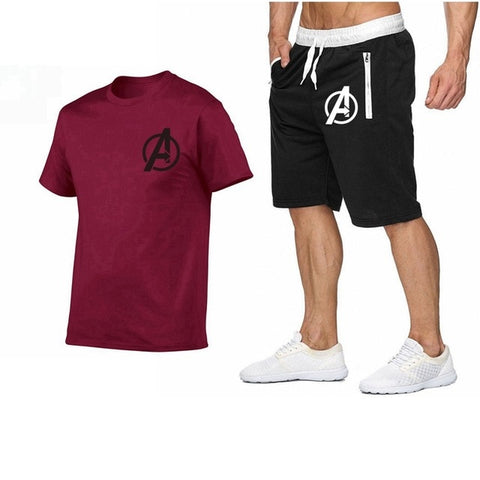 Image of 2019 Summer Hot Sale Men's Sets T Shirts+shorts Two Pieces Sets Casual Tracksuit new Male Casual Tshirt Fitness trousers men Set