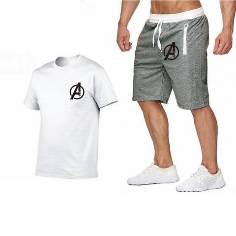 Image of 2019 Summer Hot Sale Men's Sets T Shirts+shorts Two Pieces Sets Casual Tracksuit new Male Casual Tshirt Fitness trousers men Set
