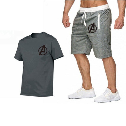 Image of 2019 Summer Hot Sale Men's Sets T Shirts+shorts Two Pieces Sets Casual Tracksuit new Male Casual Tshirt Fitness trousers men Set