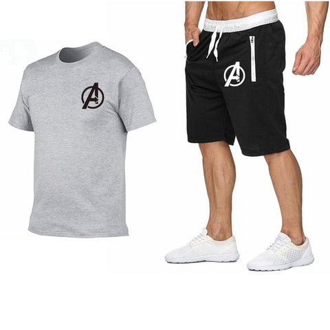Image of 2019 Summer Hot Sale Men's Sets T Shirts+shorts Two Pieces Sets Casual Tracksuit new Male Casual Tshirt Fitness trousers men Set