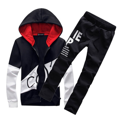 Image of Tracksuit Men Set Letter Sportswear Sweatsuit Male Sweat Track Suit Jacket Hoodie with Pants Mens Sporting Suits 5XL Large Size