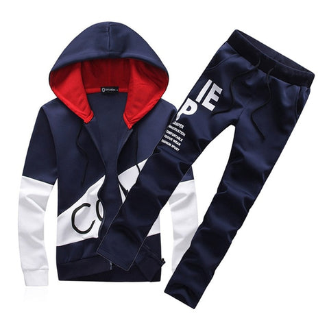 Image of Tracksuit Men Set Letter Sportswear Sweatsuit Male Sweat Track Suit Jacket Hoodie with Pants Mens Sporting Suits 5XL Large Size