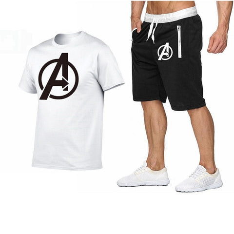 Image of 2019 Summer Hot Sale Men's Sets T Shirts+shorts Two Pieces Sets Casual Tracksuit new Male Casual Tshirt Fitness trousers men Set