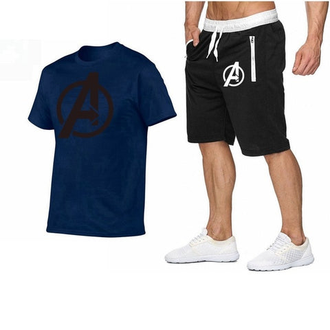 Image of 2019 Summer Hot Sale Men's Sets T Shirts+shorts Two Pieces Sets Casual Tracksuit new Male Casual Tshirt Fitness trousers men Set