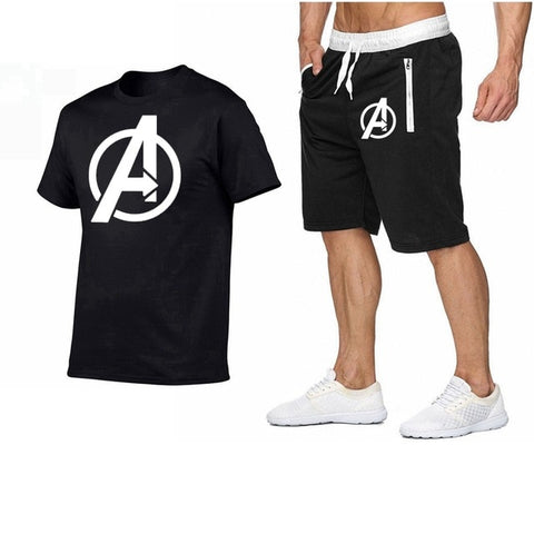 Image of 2019 Summer Hot Sale Men's Sets T Shirts+shorts Two Pieces Sets Casual Tracksuit new Male Casual Tshirt Fitness trousers men Set