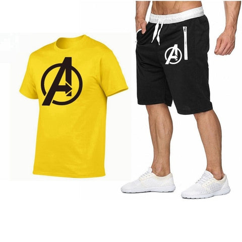 Image of 2019 Summer Hot Sale Men's Sets T Shirts+shorts Two Pieces Sets Casual Tracksuit new Male Casual Tshirt Fitness trousers men Set