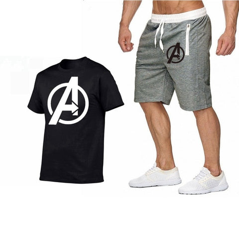 Image of 2019 Summer Hot Sale Men's Sets T Shirts+shorts Two Pieces Sets Casual Tracksuit new Male Casual Tshirt Fitness trousers men Set