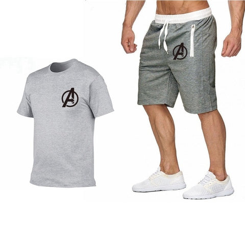 Image of 2019 Summer Hot Sale Men's Sets T Shirts+shorts Two Pieces Sets Casual Tracksuit new Male Casual Tshirt Fitness trousers men Set