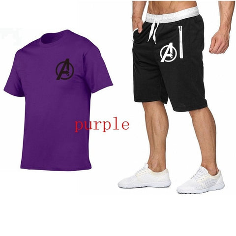 Image of 2019 Summer Hot Sale Men's Sets T Shirts+shorts Two Pieces Sets Casual Tracksuit new Male Casual Tshirt Fitness trousers men Set