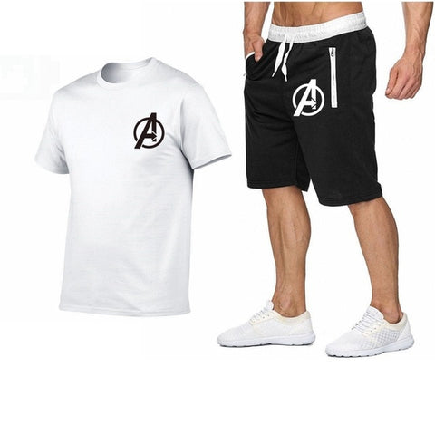 Image of 2019 Summer Hot Sale Men's Sets T Shirts+shorts Two Pieces Sets Casual Tracksuit new Male Casual Tshirt Fitness trousers men Set