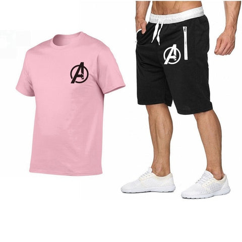 Image of 2019 Summer Hot Sale Men's Sets T Shirts+shorts Two Pieces Sets Casual Tracksuit new Male Casual Tshirt Fitness trousers men Set
