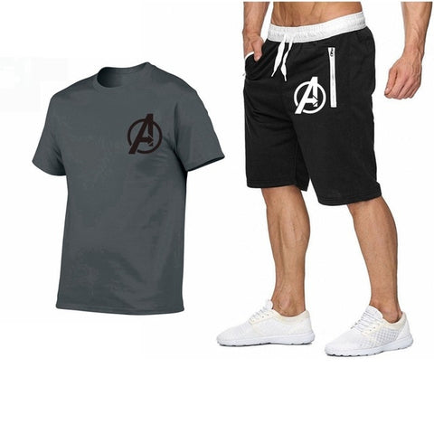 Image of 2019 Summer Hot Sale Men's Sets T Shirts+shorts Two Pieces Sets Casual Tracksuit new Male Casual Tshirt Fitness trousers men Set