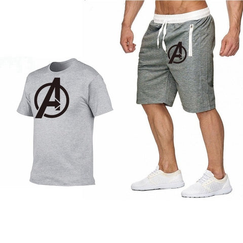 Image of 2019 Summer Hot Sale Men's Sets T Shirts+shorts Two Pieces Sets Casual Tracksuit new Male Casual Tshirt Fitness trousers men Set